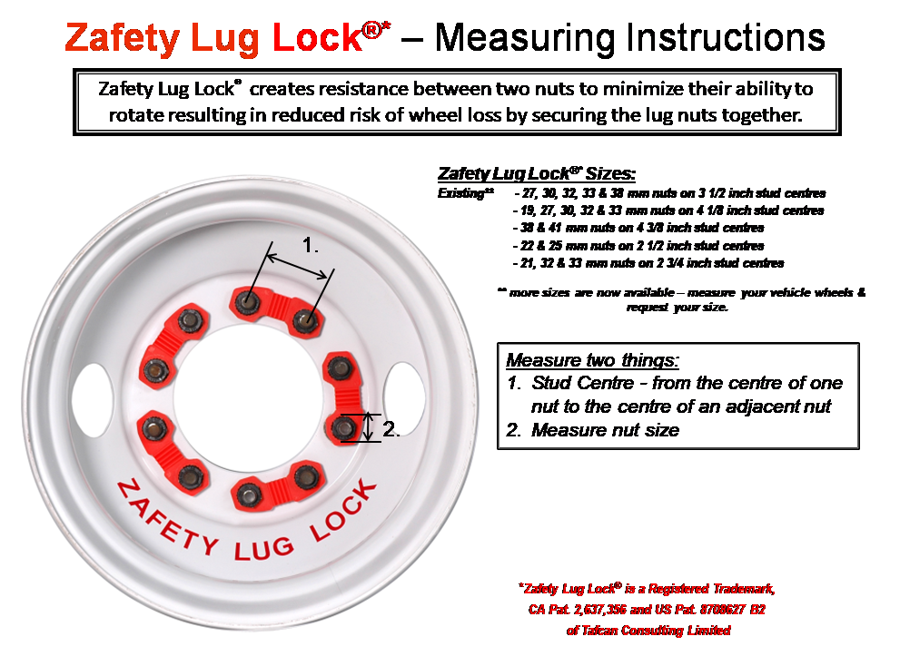 measuring Zafety Lug Lock USA